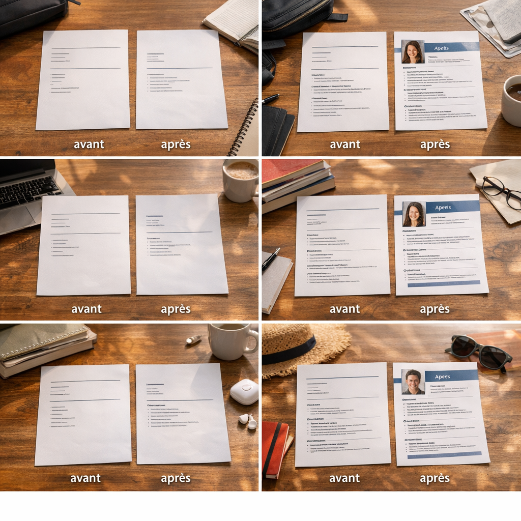 5 mini-CV avant/après selon ton profil : lycéen, BTS, licence, alternance, job d’été