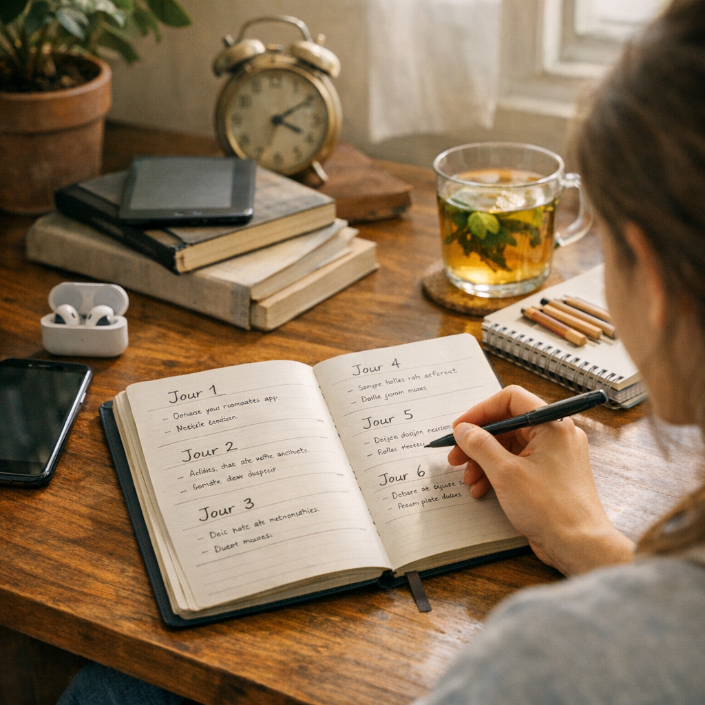 Un plan de détox digitale étudiant en 7 jours, sans tout couper