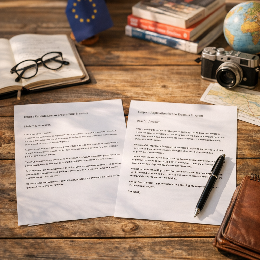 Exemples de lettres de motivation Erasmus en français et en anglais