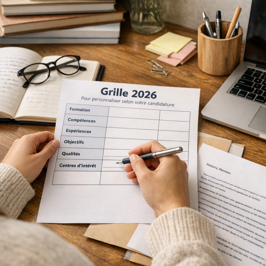 La grille 2026 pour personnaliser selon votre candidature