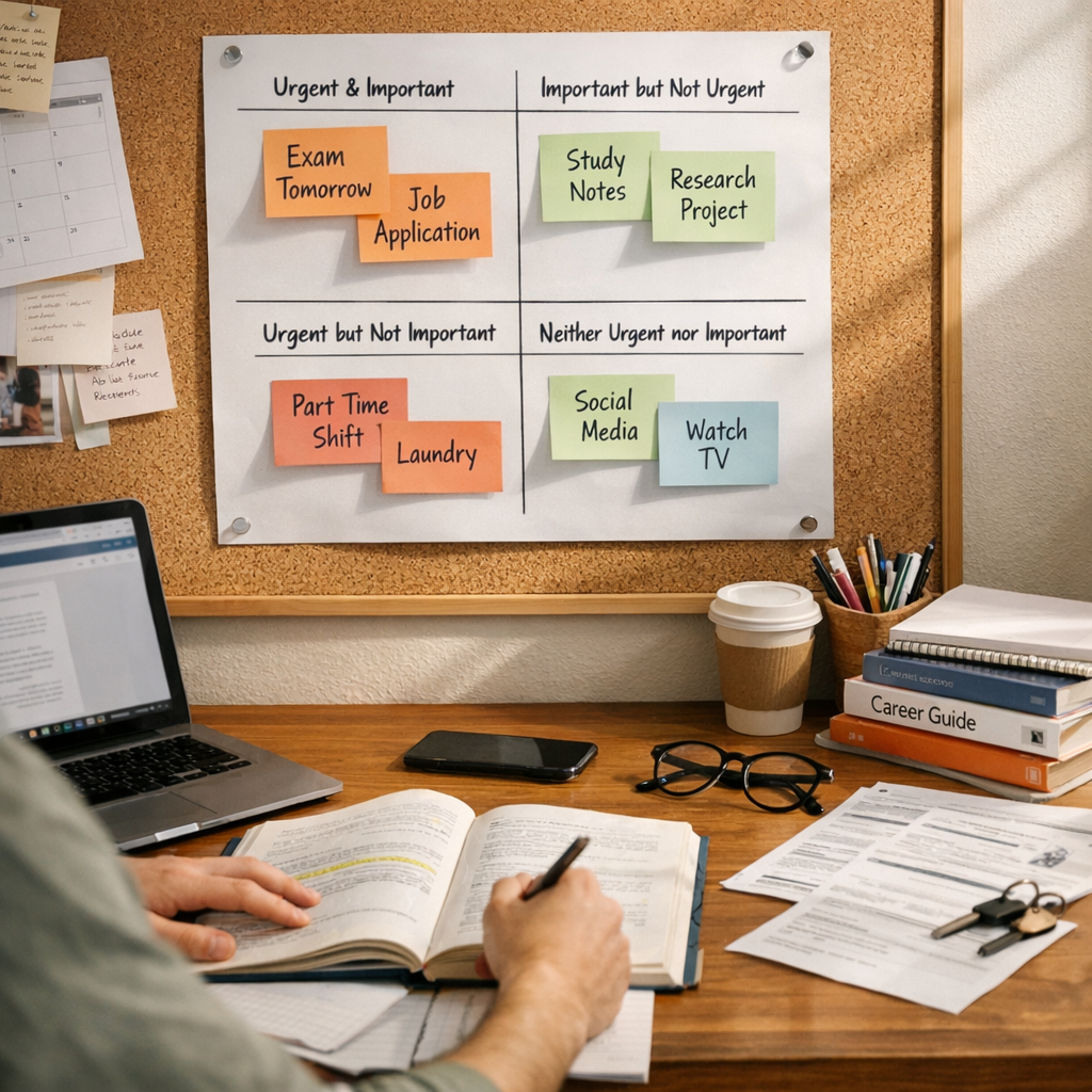 Les 4 quadrants appliqués aux révisions, jobs et démarches